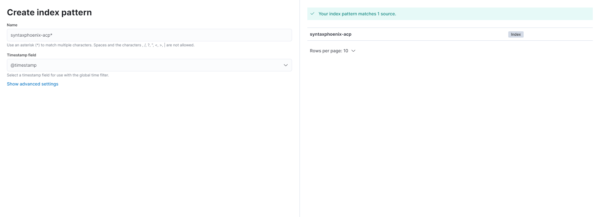 Index-Pattern in Kibana erstellen